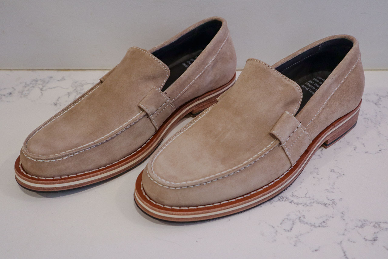 HELM Boots Wilson loafer in a light tan suede