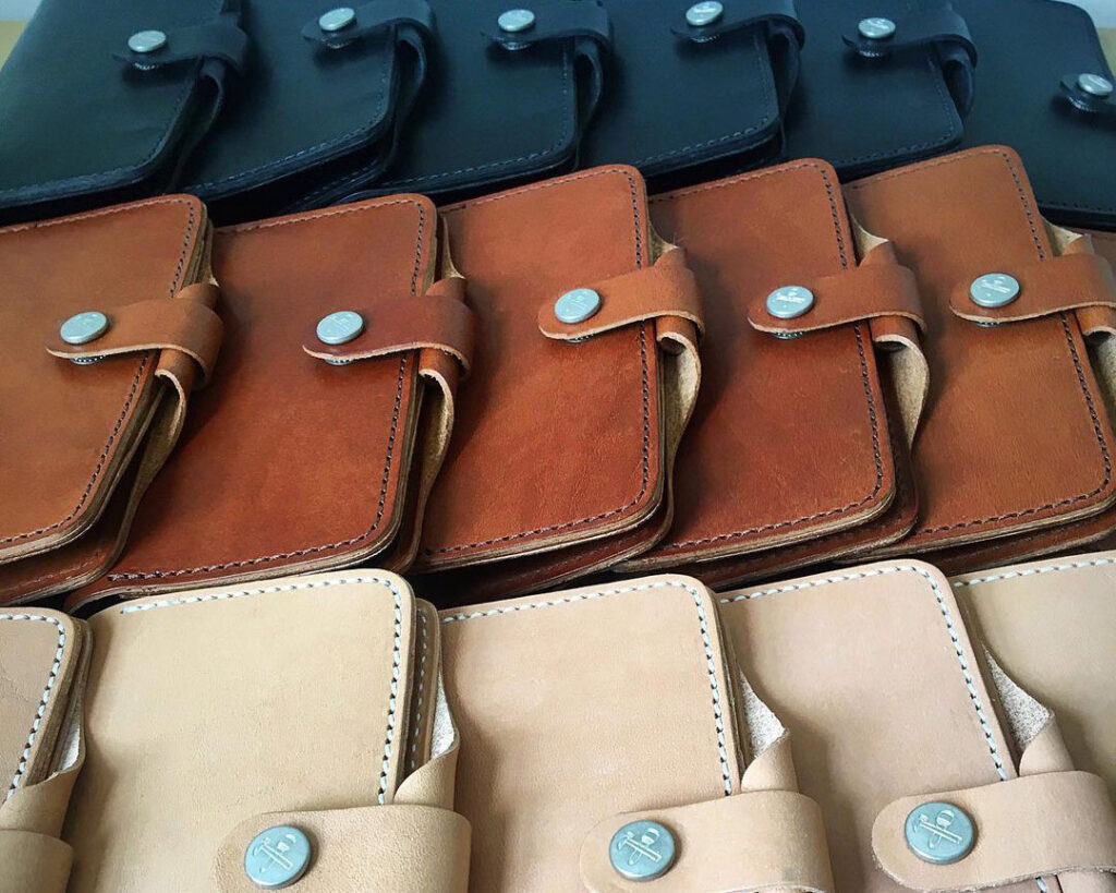 closeup of leather journal holders