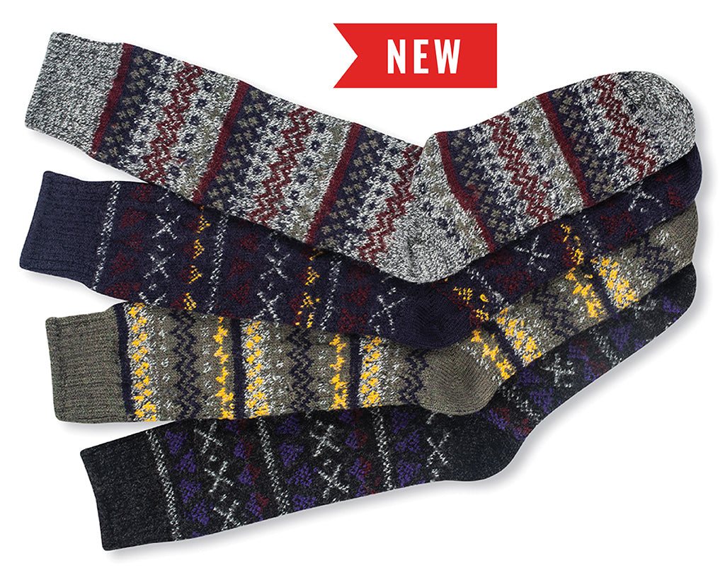 new Fair Isle merino wool men's socks from Boardroom Socks