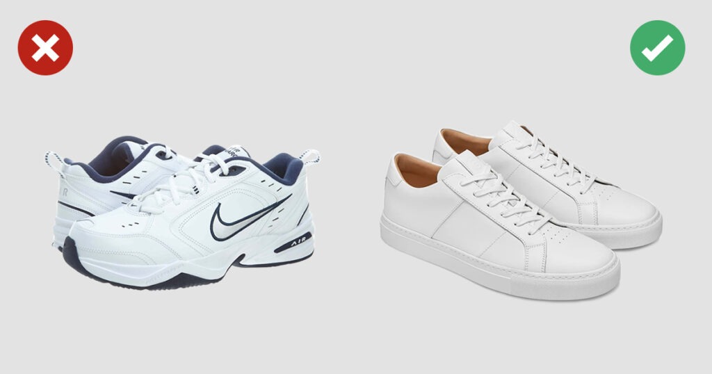 examples of sneaker style no and yes